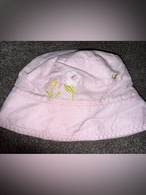 Baby Gap Pink Baby Bucket Hat with Floral Embroidery